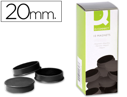 10 imanes Q-Connect para pizarra ø20mm. negro